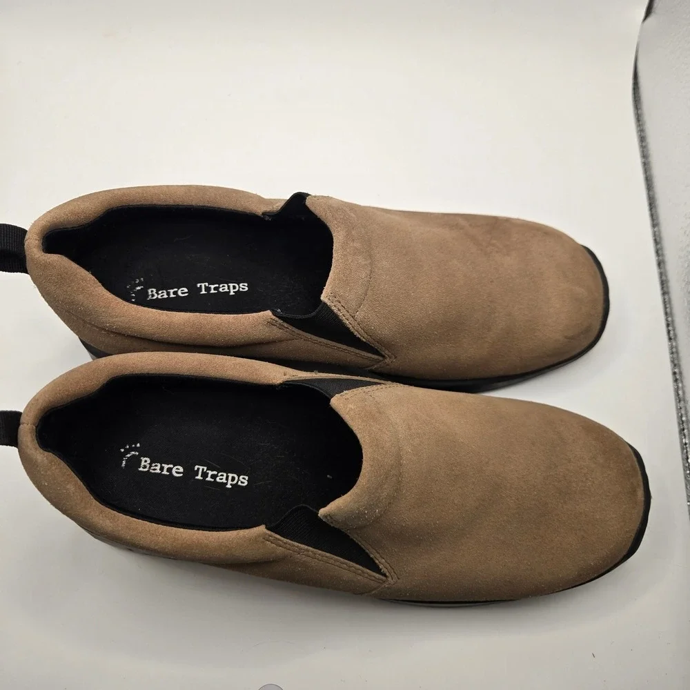 Bare‎ Traps Slip On Loafers Womens 8.5 Tan Suede Wedge Comfort Shoes (S11)